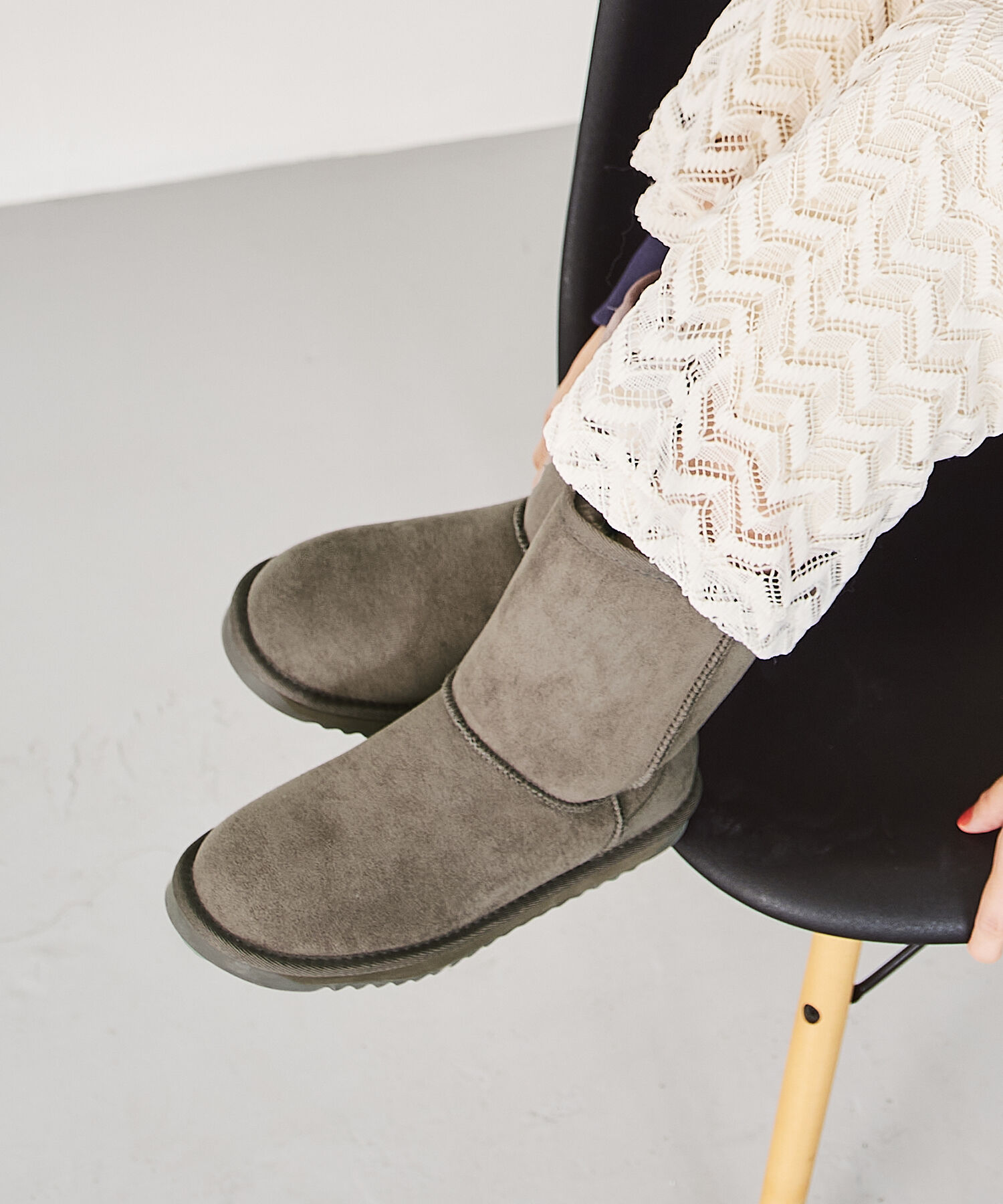 ORiental TRaffic「【累計2万足突破】  ミドル ムートン ブーツ /25401 折り返しても使える！ 防寒」|ショートブーツ|