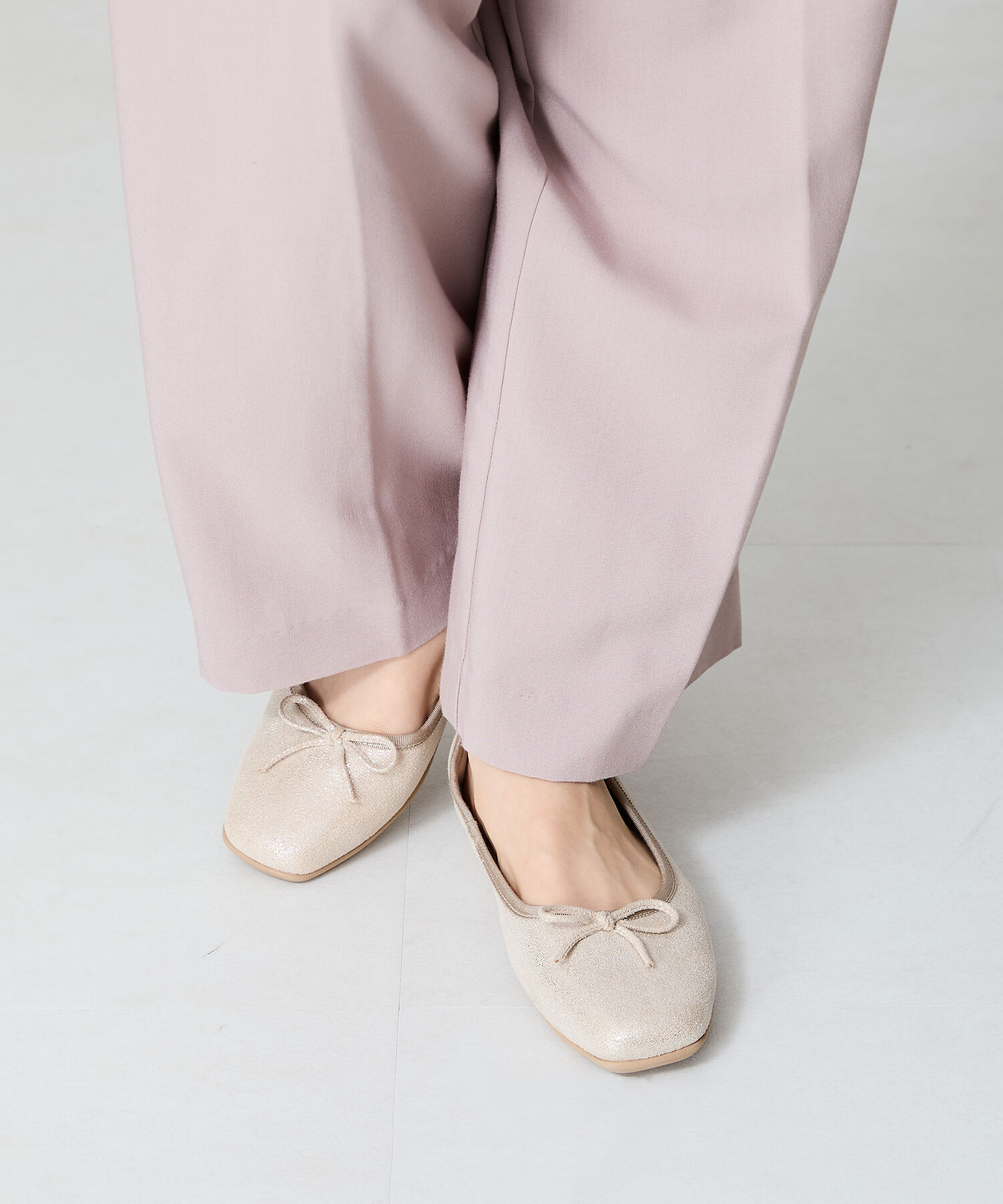 ORiental TRaffic「【WEB限定】 スクエアトゥ バレエシューズ /R-4009 フラット 軽い  厚手クッション」|パンプス|