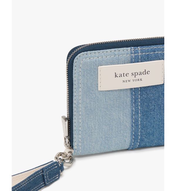 kate spade new york「ラベル カラーブロック デニム スモール コンパクト ウェブド リスレット」|財布|