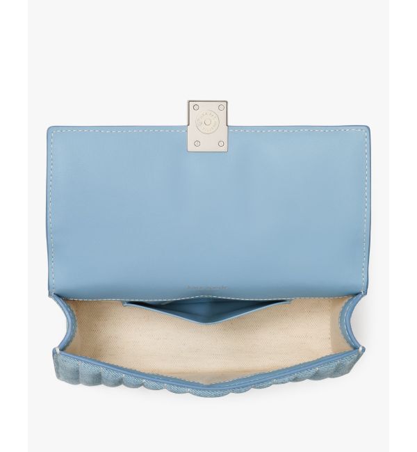 kate spade new york「デコ キルテッド デニム スエード ミニ フラップ チェーン クロスボディ」|ショルダー・メッセンジャー|