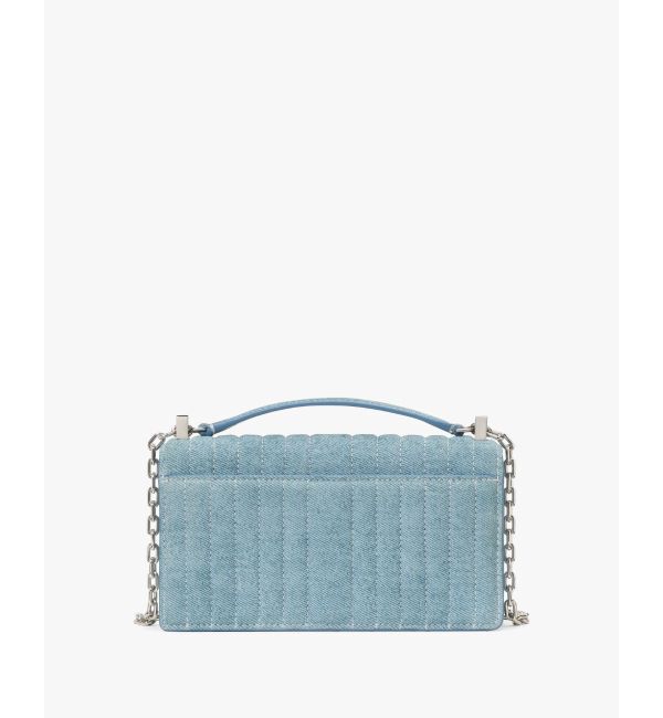 kate spade new york「デコ キルテッド デニム スエード ミニ フラップ チェーン クロスボディ」|ショルダー・メッセンジャー|