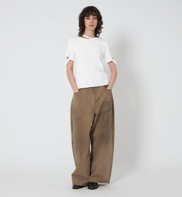 ASTRAET「＜ASTRAET＞フライス エリソデスリット クルーネックTシャツ」|Tシャツ・カットソー|