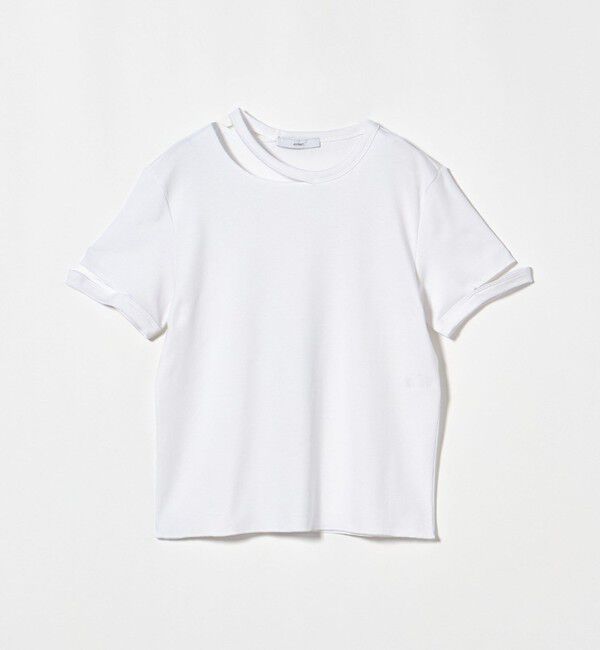 ASTRAET「＜ASTRAET＞フライス エリソデスリット クルーネックTシャツ」|Tシャツ・カットソー|