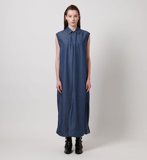 ASTRAET「＜ASTRAET＞スキッパー スリット ノースリーブワンピース」|ワンピース|