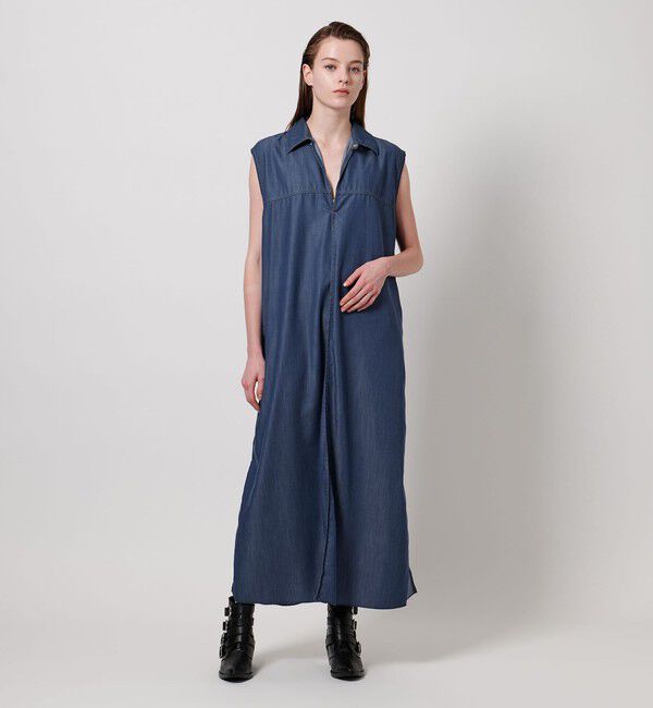 ASTRAET「＜ASTRAET＞スキッパー スリット ノースリーブワンピース」|ワンピース|