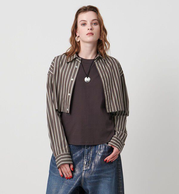 ASTRAET「＜ASTRAET＞ストライプ クロップド レギュラーカラーシャツ」|シャツ・ブラウス|MOCA