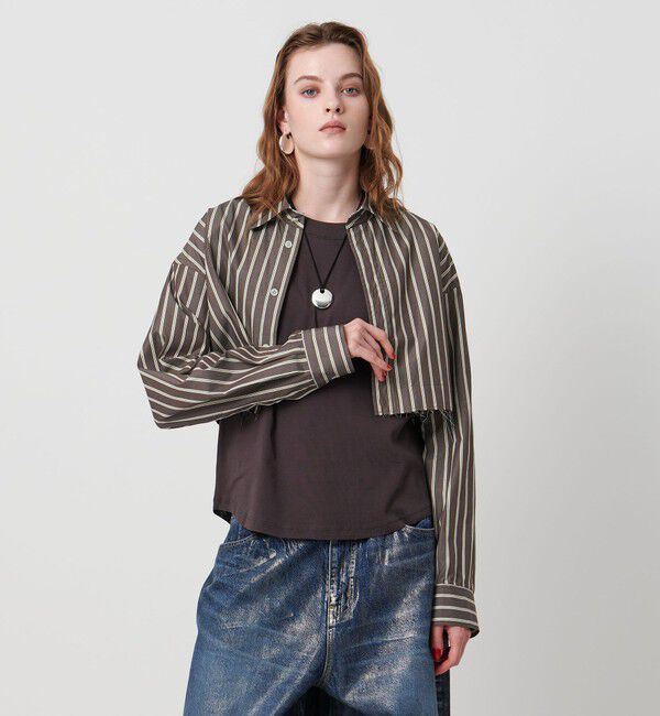 ASTRAET「＜ASTRAET＞ストライプ クロップド レギュラーカラーシャツ」|シャツ・ブラウス|