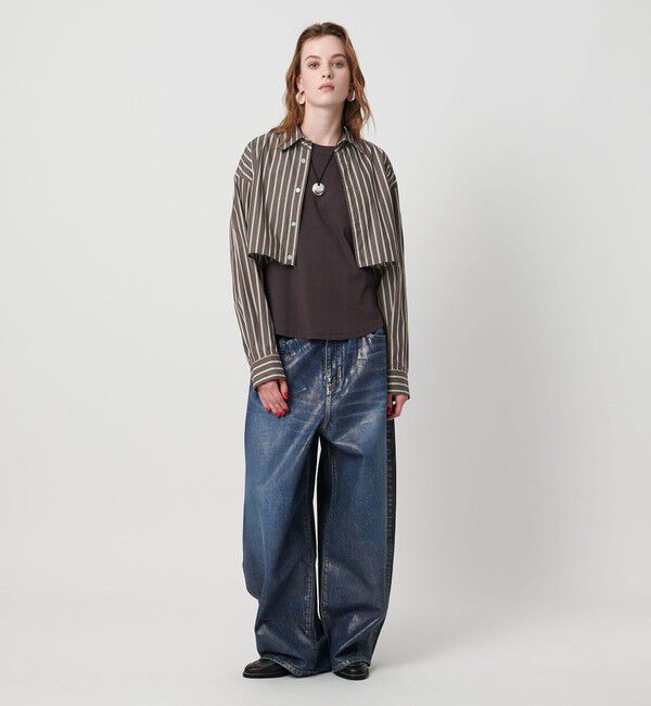 ASTRAET「＜ASTRAET＞ストライプ クロップド レギュラーカラーシャツ」|シャツ・ブラウス|