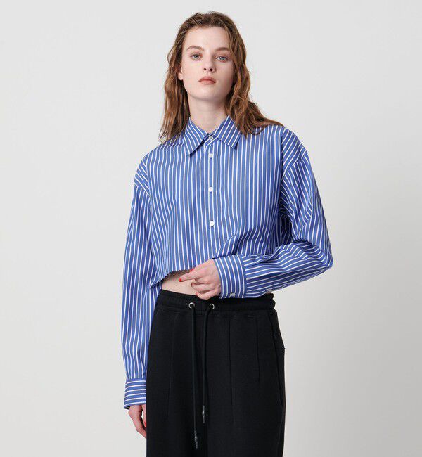 ASTRAET「＜ASTRAET＞ストライプ クロップド レギュラーカラーシャツ」|シャツ・ブラウス|