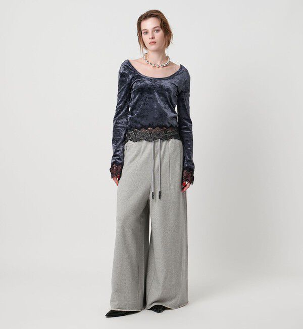 ASTRAET「＜ASTRAET＞ベロア/レース Uネックカットソー」|Tシャツ・カットソー|