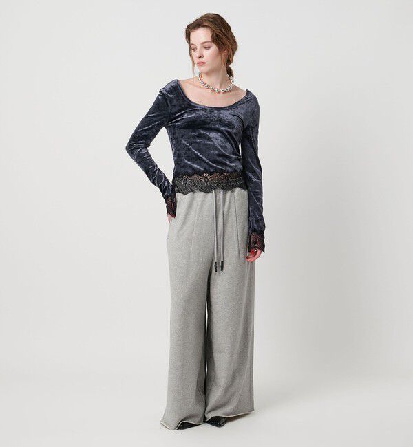 ASTRAET「＜ASTRAET＞ベロア/レース Uネックカットソー」|Tシャツ・カットソー|