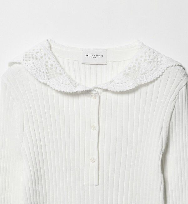 UNITED ARROWS「セーラー エンブロイダリー リブニット ‐ウォッシャブル‐」|ニット・セーター|