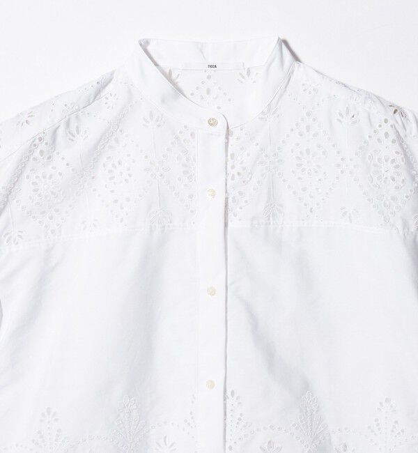 UNITED ARROWS「＜TICCA＞レース フレンチスリーブ シャツ」|シャツ・ブラウス|