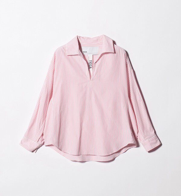 UNITED ARROWS「＜TICCA＞ストライプ スキッパー シャツ」|シャツ・ブラウス|LT.PINK