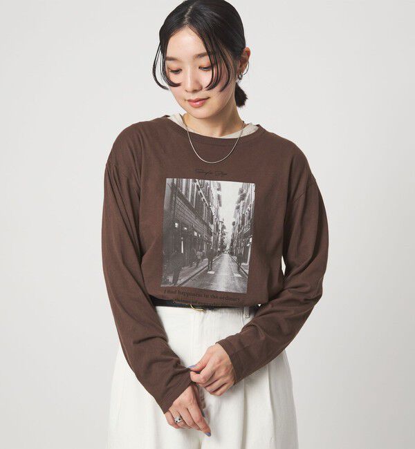 UNITED ARROWS green label relaxing「【WEB限定】＜at ease＞フォトプリント ロングスリーブ Tシャツ」|Tシャツ・カットソー|