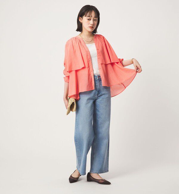 UNITED ARROWS green label relaxing「［size SHORTあり］ボイル レイヤー ギャザー ブラウス」|シャツ・ブラウス|