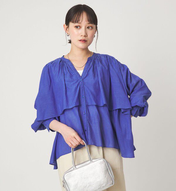 UNITED ARROWS green label relaxing「［size SHORTあり］ボイル レイヤー ギャザー ブラウス」|シャツ・ブラウス|