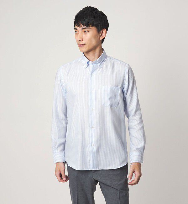 UNITED ARROWS green label relaxing「エブリット コットンオックス ストライプ スナップ ボタンダウン シャツ -イージーアイロン-」|シャツ・ブラウス|