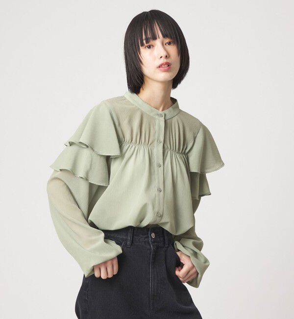 EMMEL REFINES「 ＜EMMEL REFINES＞EM ヨウリュウフリル スタンドカラー ブラウス」|シャツ・ブラウス|