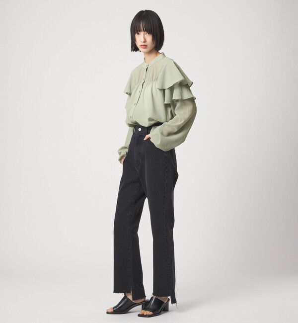 EMMEL REFINES「 ＜EMMEL REFINES＞EM ヨウリュウフリル スタンドカラー ブラウス」|シャツ・ブラウス|