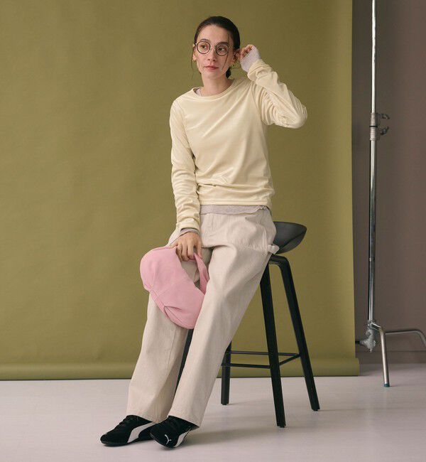 BEAUTY&YOUTH UNITED ARROWS「ポリエステルブレンド ベロアロングスリーブ Tシャツ」|Tシャツ・カットソー|