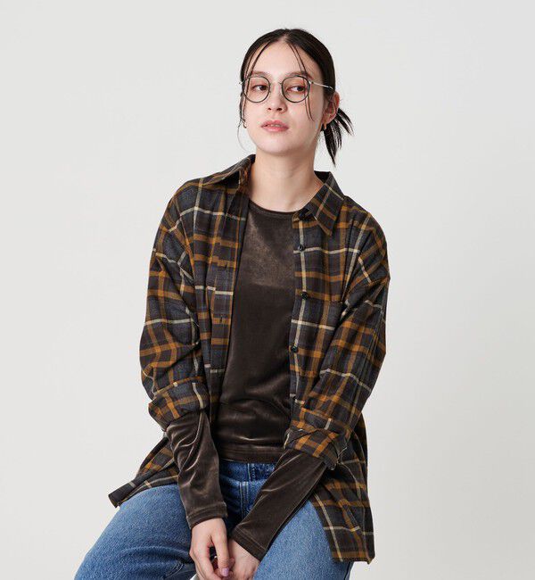 BEAUTY&YOUTH UNITED ARROWS「ポリエステルブレンド ベロアロングスリーブ Tシャツ」|Tシャツ・カットソー|