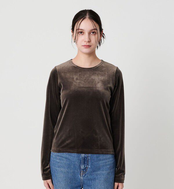 BEAUTY&YOUTH UNITED ARROWS「ポリエステルブレンド ベロアロングスリーブ Tシャツ」|Tシャツ・カットソー|
