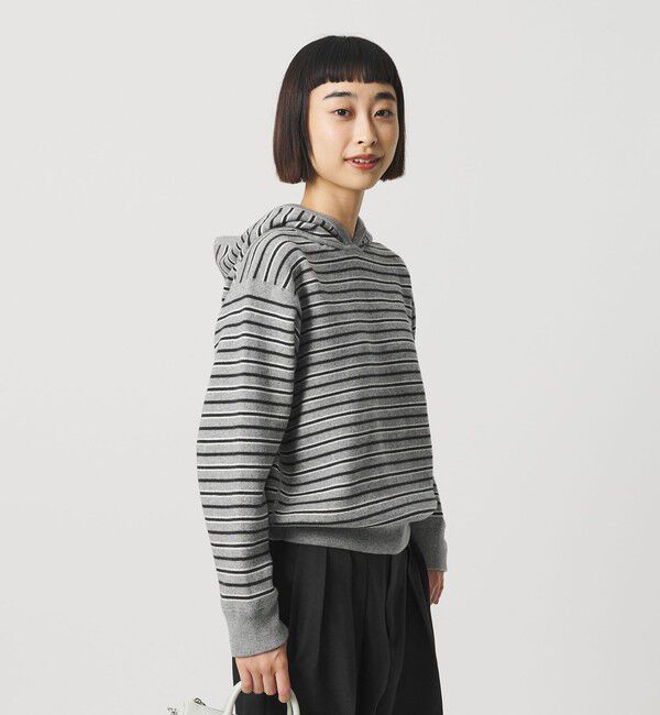 BEAUTY&YOUTH UNITED ARROWS「コットンウールブレンド ソリッド＆ボーダーニットフーディ ウォッシャブル」|ニット・セーター|