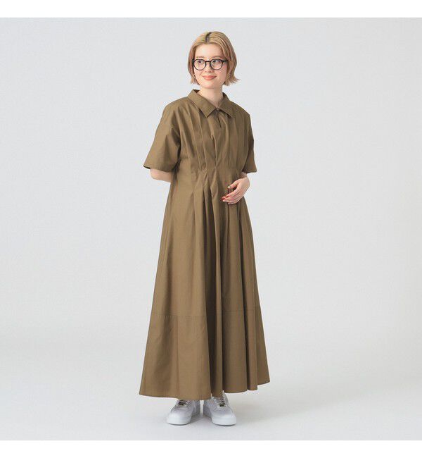 Ray BEAMS 「タック ウエスト シャツ ワンピース」|ワンピース|