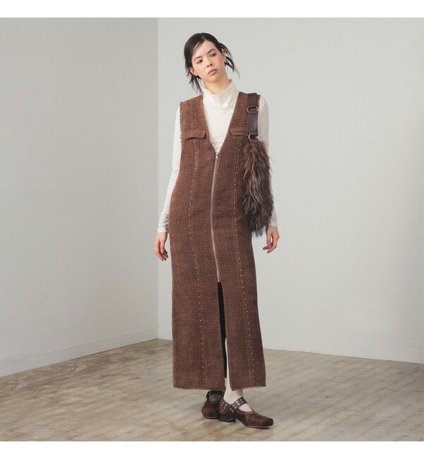 Ray BEAMS 「ツイード スタッズ ノースリーブ ワンピース」|ワンピース|