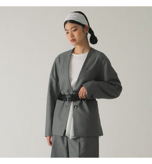 Ray BEAMS 「ノーカラー ビッグ ジャケット」|ノーカラージャケット|