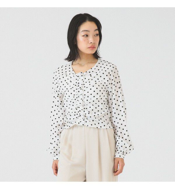 Ray BEAMS 「ドット センター ギャザー ブラウス」|シャツ・ブラウス|