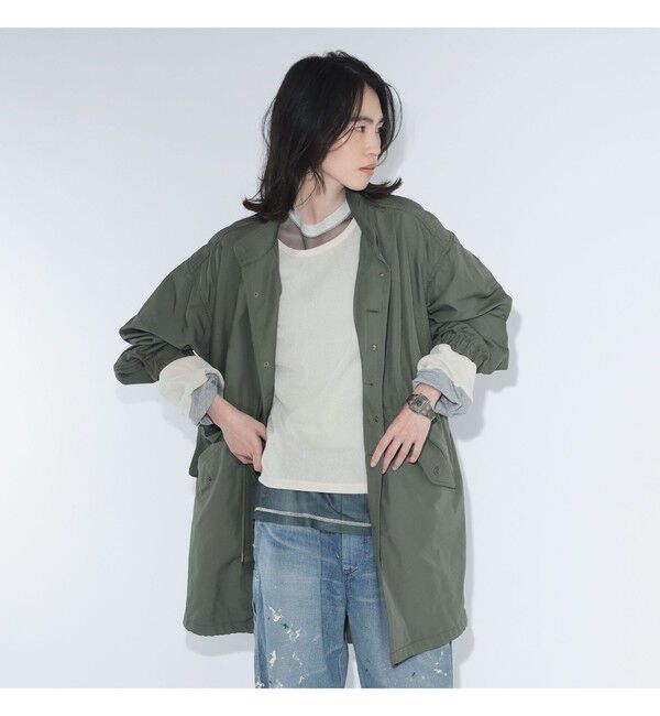 BEAMSBOY「maturely / メモリー ツイル ミリタリー コート」|ダッフルコート|OLIVE