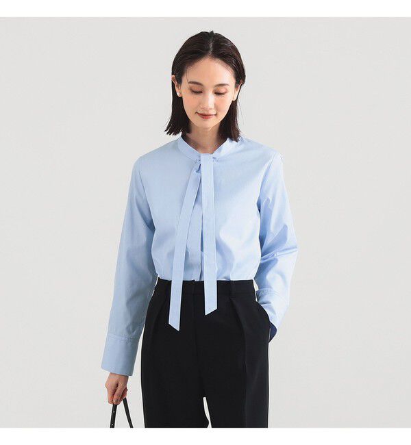 Demi-Luxe BEAMS 「コットン リボンタイ シャツ」|シャツ・ブラウス|SAX_STRIPE