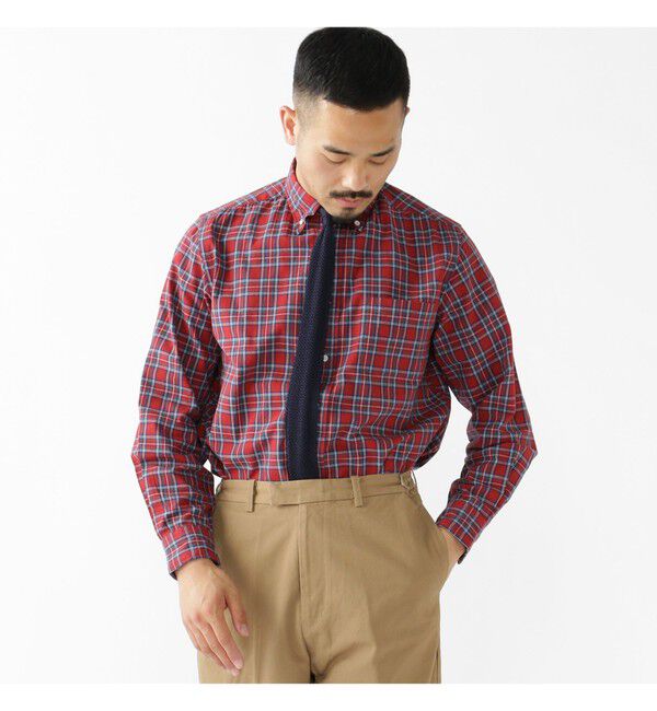 BEAMS PLUS「BEAMS PLUS / インディゴチェック ボタンダウンシャツ」|シャツ・ブラウス|