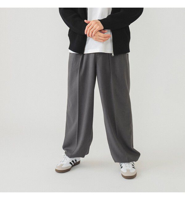 BEAMS「2プリーツ ワイド スラックス」|チノ|
