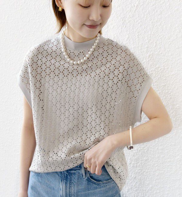 SHIPS for women「《一部追加予約》【WEB限定】〈手洗い可能〉アイレット クルーネック プルオーバー」|Tシャツ・カットソー|シルバーグレー