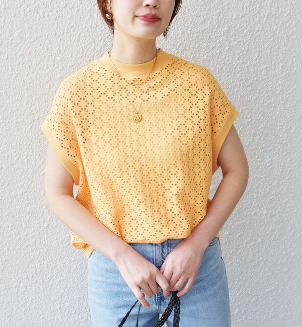 SHIPS for women「《一部追加予約》【WEB限定】〈手洗い可能〉アイレット クルーネック プルオーバー」|Tシャツ・カットソー|