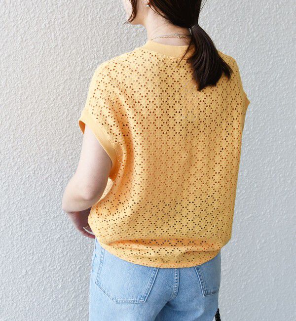 SHIPS for women「《一部追加予約》【WEB限定】〈手洗い可能〉アイレット クルーネック プルオーバー」|Tシャツ・カットソー|