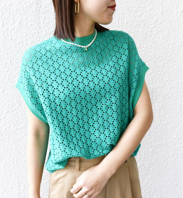 SHIPS for women「《一部追加予約》【WEB限定】〈手洗い可能〉アイレット クルーネック プルオーバー」|Tシャツ・カットソー|