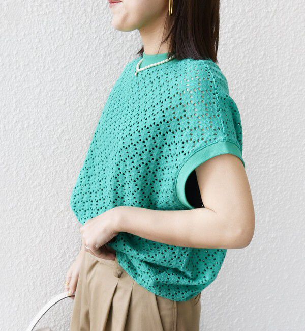 SHIPS for women「《一部追加予約》【WEB限定】〈手洗い可能〉アイレット クルーネック プルオーバー」|Tシャツ・カットソー|