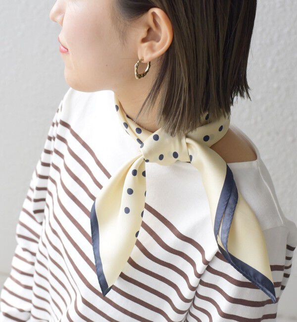 SHIPS for women「ドットシルクスカーフ 65&times;65」|バンダナ・スカーフ|アイボリー