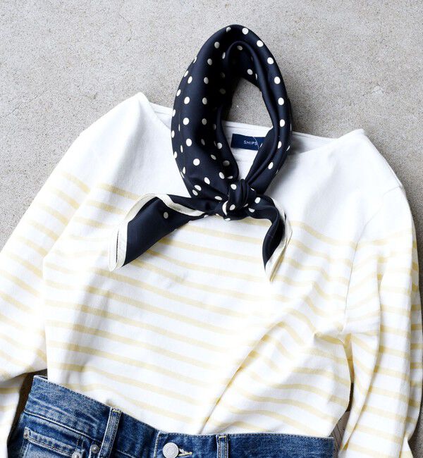 SHIPS for women「ドットシルクスカーフ 65&times;65」|バンダナ・スカーフ|ブラック