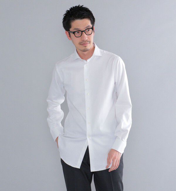 SHIPS「SHIPS: イージーアイロン ヘリンボーン 無地 ホリゾンタルカラー シャツ」|シャツ・ブラウス|