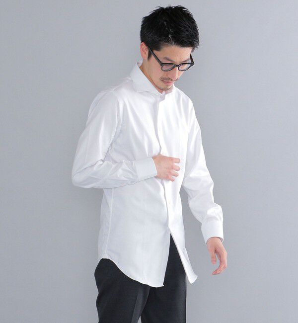 SHIPS「SHIPS: イージーアイロン ヘリンボーン 無地 ホリゾンタルカラー シャツ」|シャツ・ブラウス|