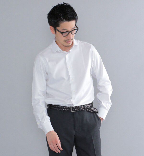 SHIPS「SHIPS: イージーアイロン ヘリンボーン 無地 ホリゾンタルカラー シャツ」|シャツ・ブラウス|