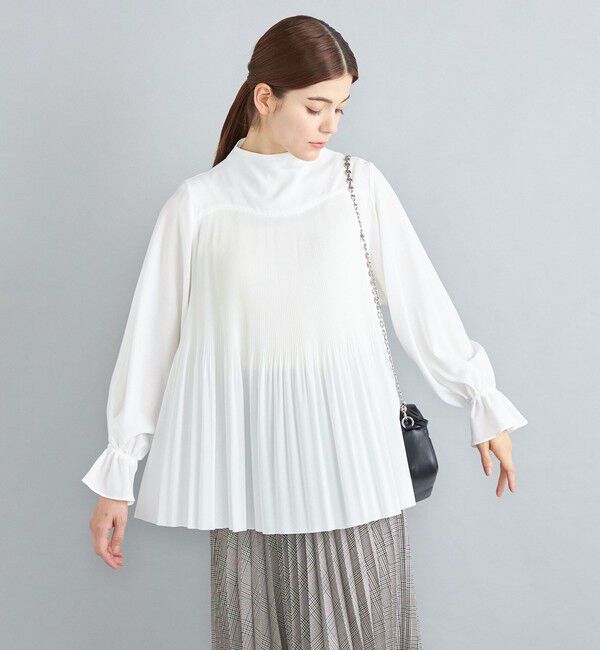 SHIPS for women「〈手洗い可能〉キュプラポリプリーツブラウス◇」|シャツ・ブラウス|オフホワイト