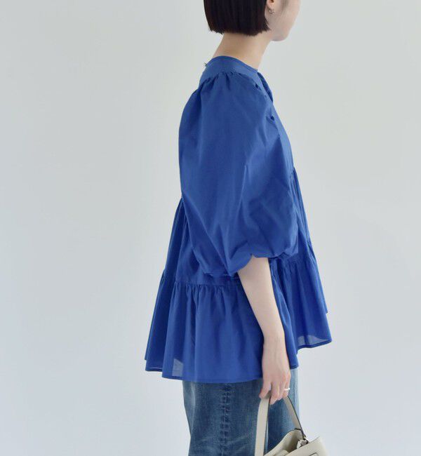 quaranciel「quaranciel:〈手洗い可能〉ボイル パフスリーブ ティアード ブラウス」|シャツ・ブラウス|ブルー