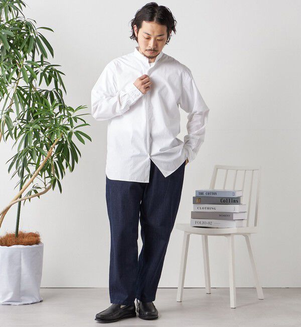 SHIPS any「SHIPS any: ストライプ / ソリッド リラックス バンドカラー シャツ 25AW◇」|シャツ・ブラウス|