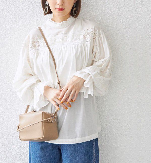 SHIPS for women「〈手洗い可能〉綿 ピコレース デザイン ブラウス ◇」|シャツ・ブラウス|ホワイト